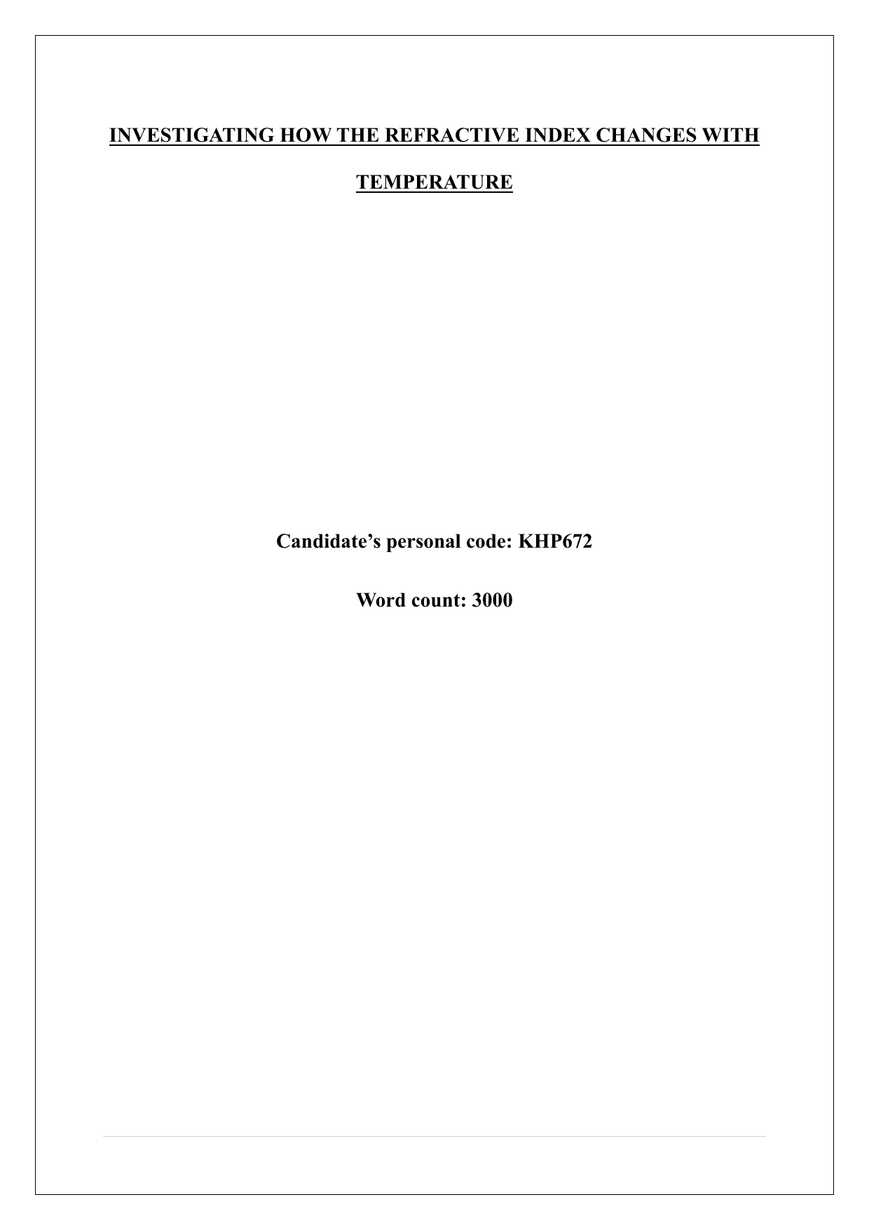 To what extent does the temperature (20, 30, 40, 50, 60 °C) of distilled water affect its refractive index when green light of wavelength 532nm is incident upon it? - Physics IA exemplar scored 5