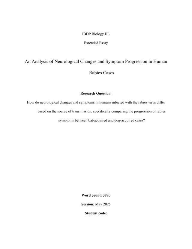 How do neurological changes and symptoms in humans infected with the rabies virus differ based on the source of transmission, specifically comparing the progression of rabies symptoms between bat-acquired and dog-acquired cases? - Biology EE exemplar scored C