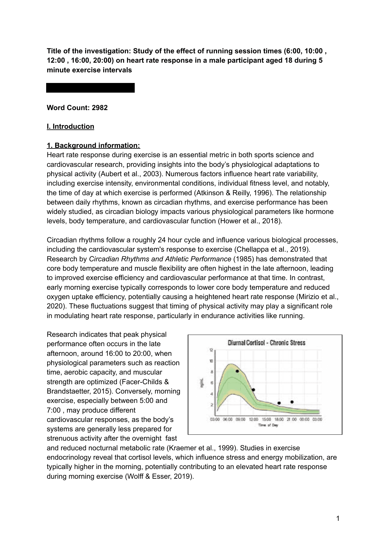 Study of the effect of running session times (6:00, 10:00 , 12:00 , 16:00, 20:00) on heart rate response in a male participant aged 18 during 5 minute exercise intervals - Biology IA exemplar scored 4