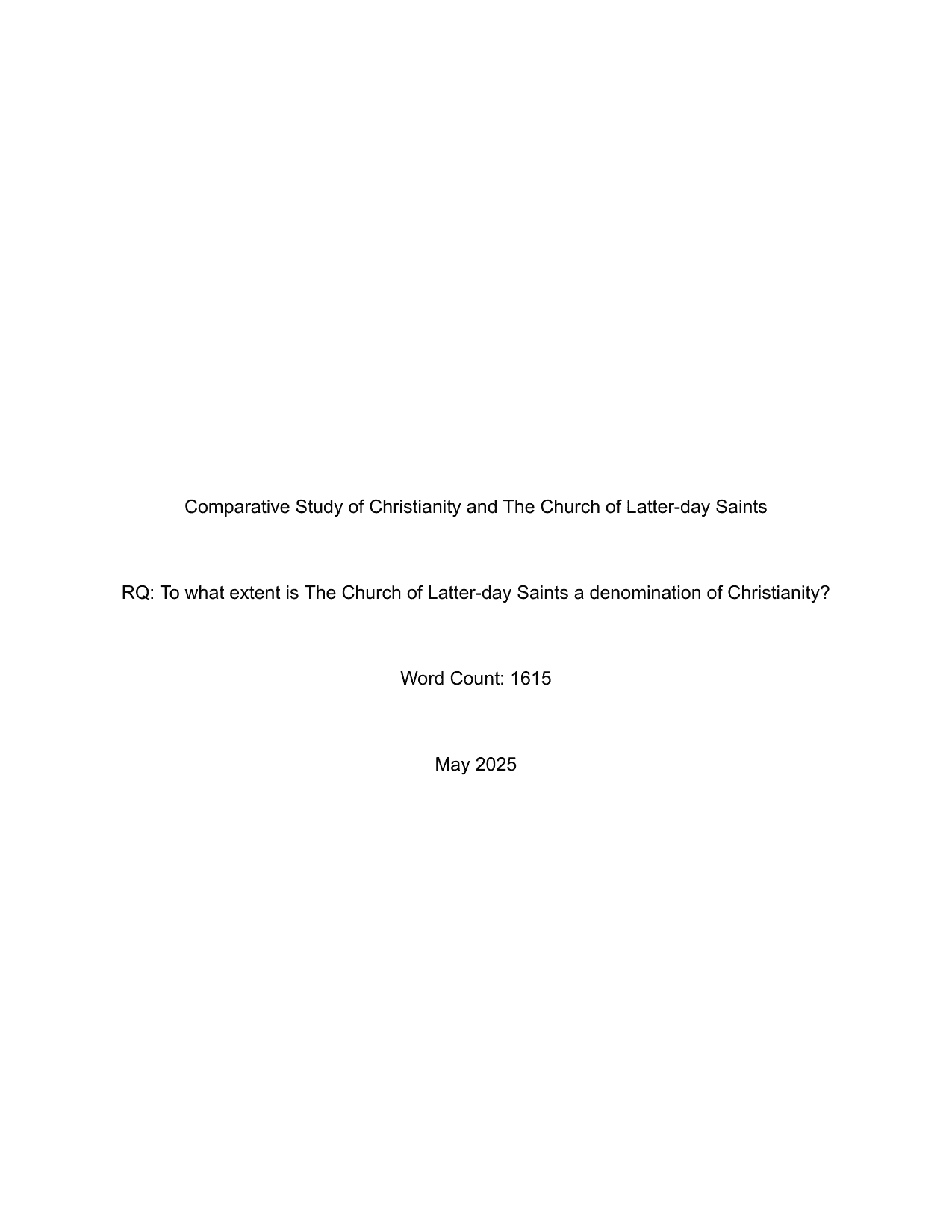 To what extent is the church of the Latter-day Saints a denomination of Christianity? - World Religions IA exemplar scored 4