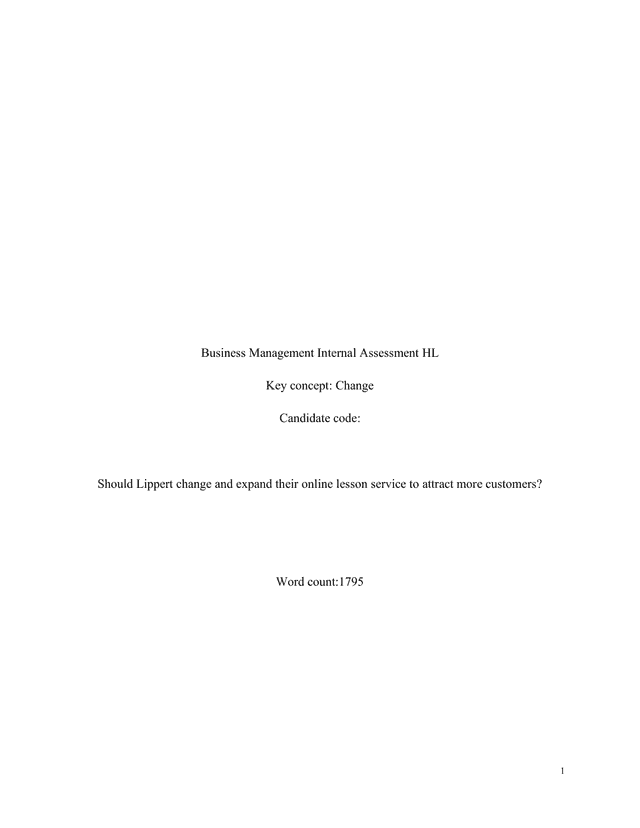 Should Lippert change and expand their online lesson service to attract more customers? - Business Management IA exemplar scored 7