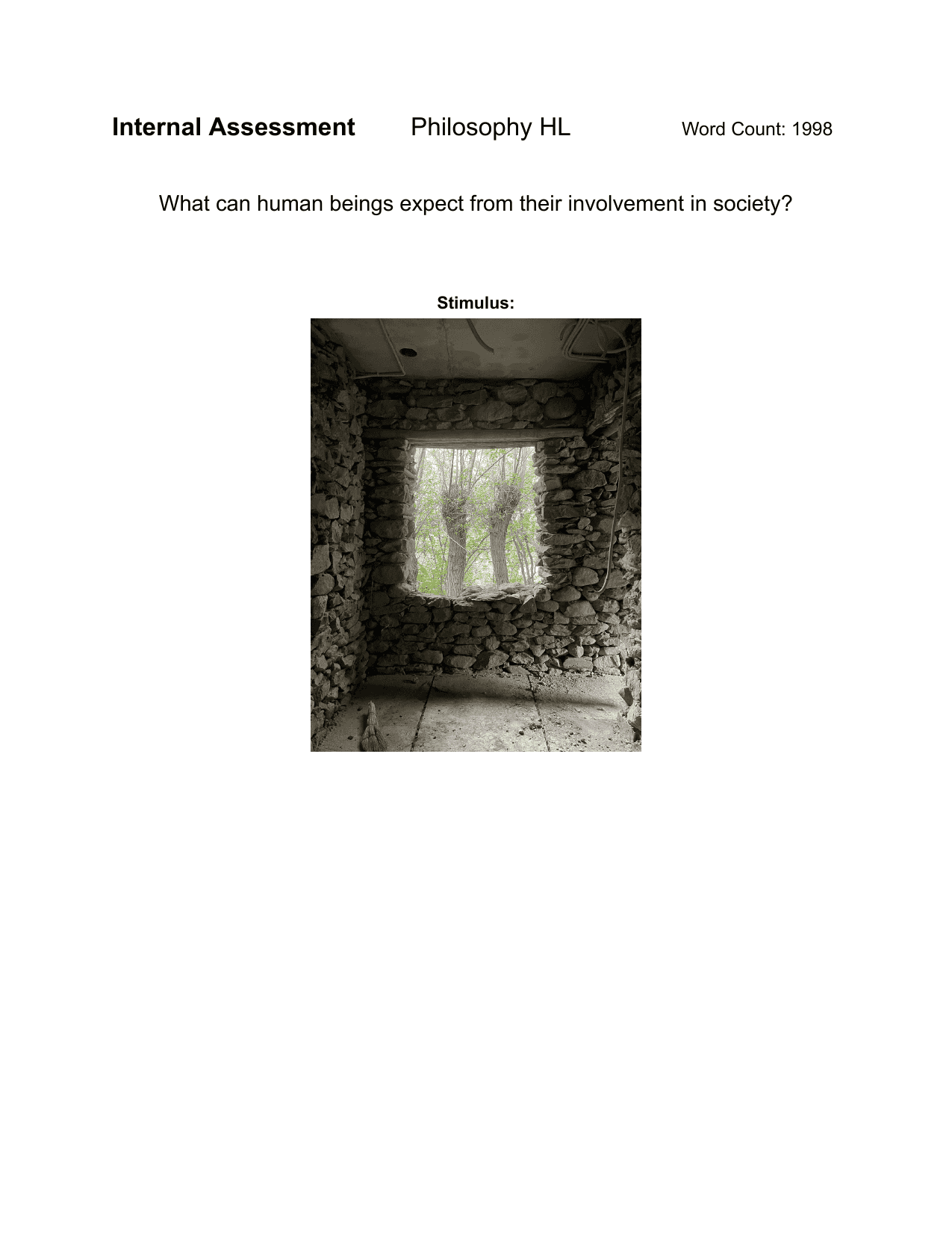 What can human beings expect from their involvement in society? - Philosophy IA exemplar scored 6