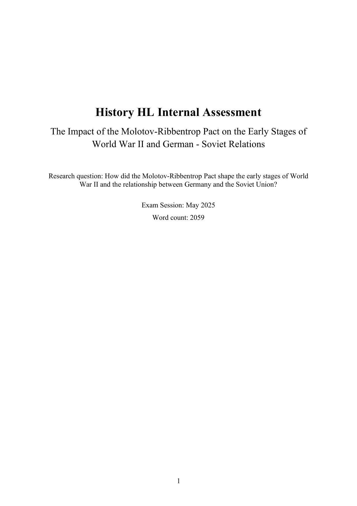 How did the Molotov-Ribbentrop Pact shape the early stages of World War II and the relationship between Germany and the Soviet Union? - History IA exemplar scored 6