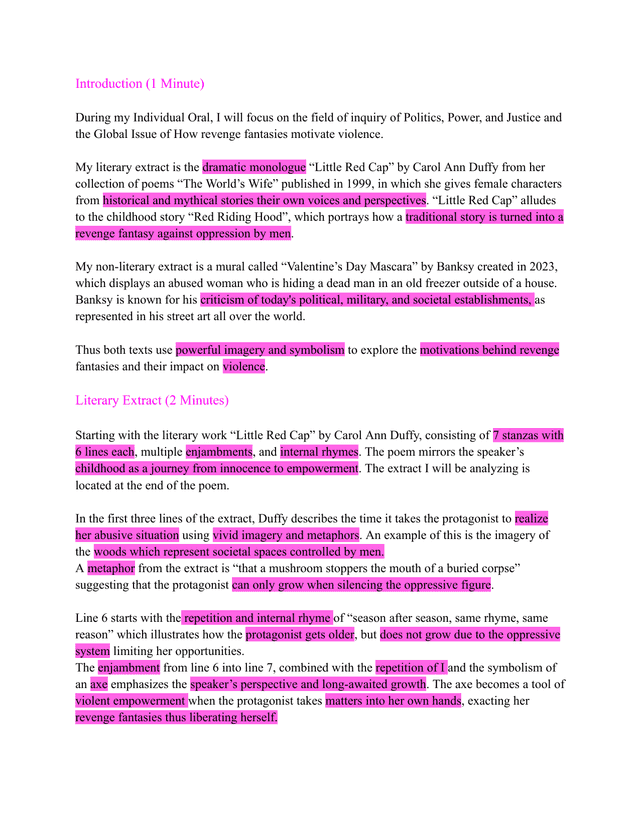 How revenge fantasies motivate violence - English A Lang & Lit IA exemplar scored 4