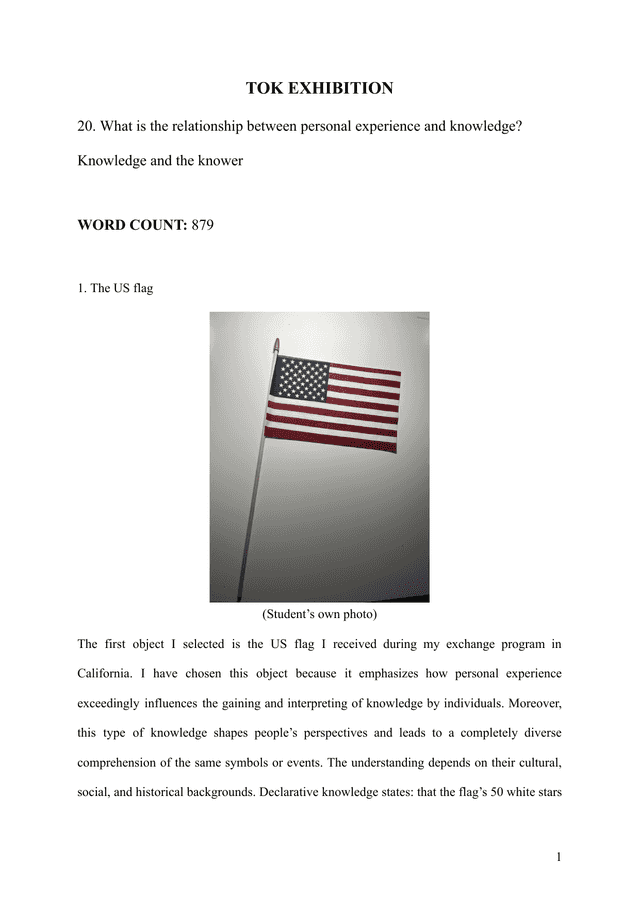 Coursework Exemplar - Theory of Knowledge (TOK) TOK exemplar scored B