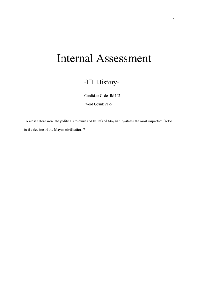 To what extent were the political structure and beliefs of Mayan city-states the most important factor in the decline of the Mayan civilizations? - History IA exemplar scored 5