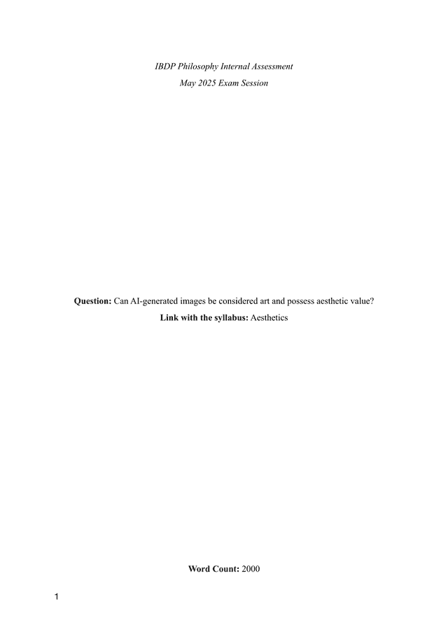 Can AI-generated images be considered art and possess aesthetic value? - Philosophy IA exemplar scored 5