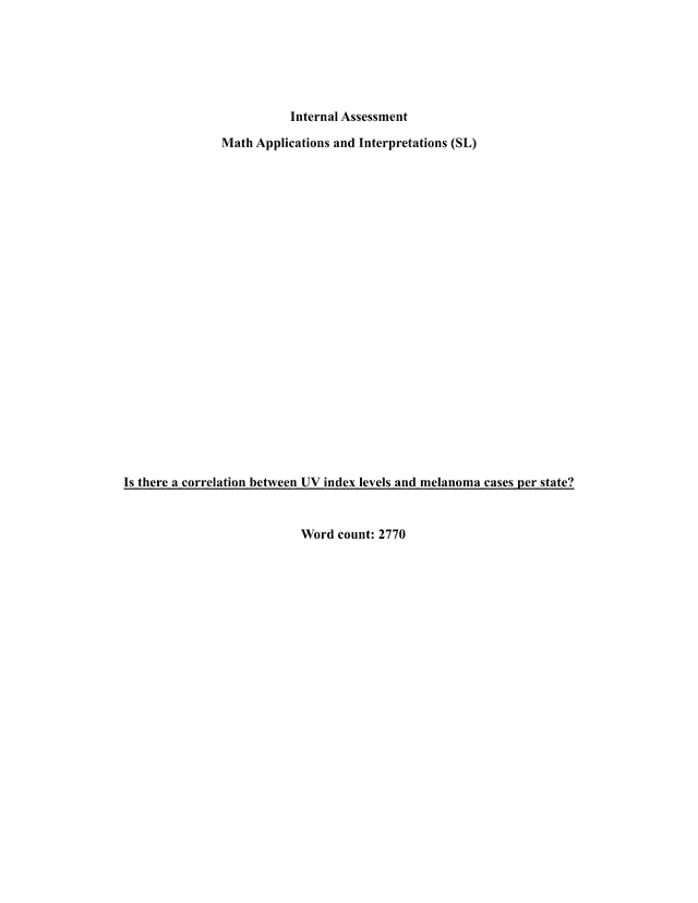 Is there a correlation between UV index levels and melanoma cases per state? - Mathematics Applications & Interpretation (AI) IA exemplar scored 4