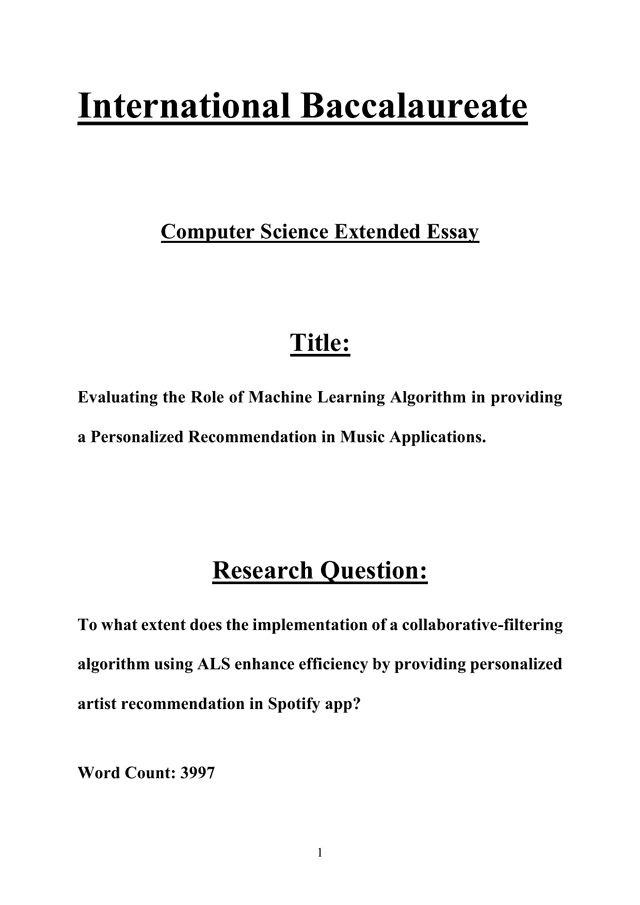 To what extent does the implementation of a collaborative-filtering algorithm using ALS enhance efficiency by providing personalized artist recommendation in Spotify app? - Computer Science (CS) EE exemplar scored B