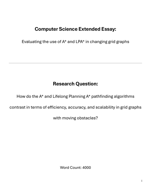 How do the A* and Lifelong Planning A* pathfinding algorithms
contrast in terms of efficiency, accuracy, and scalability in grid graphs
with moving obstacles? - Computer Science (CS) EE exemplar scored B