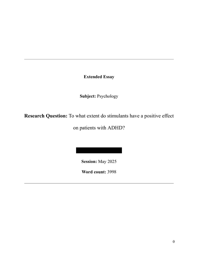 To what extent do stimulants have a positive effect on patients with ADHD? - Psychology EE exemplar scored B