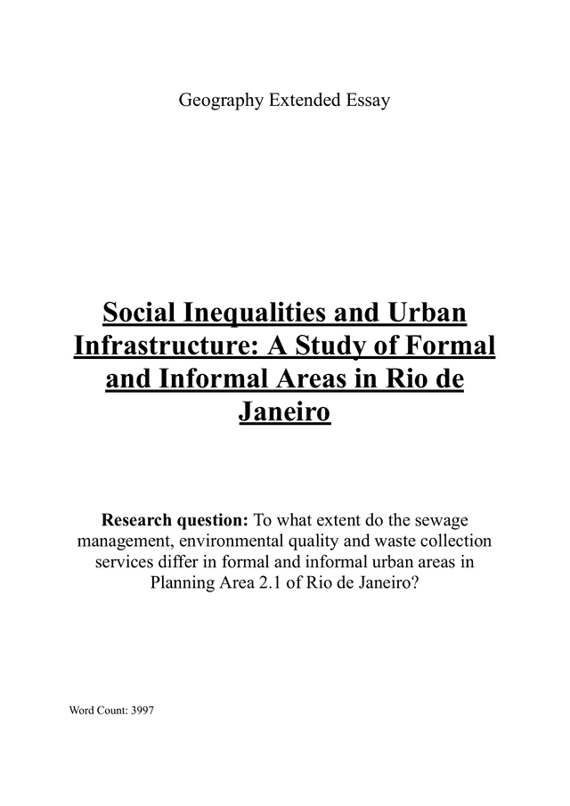To what extent do the sewage management, environmental quality and waste collection services differ in formal and informal urban areas in Planning Area 2.1 of Rio de Janeiro? - Geography EE exemplar scored A