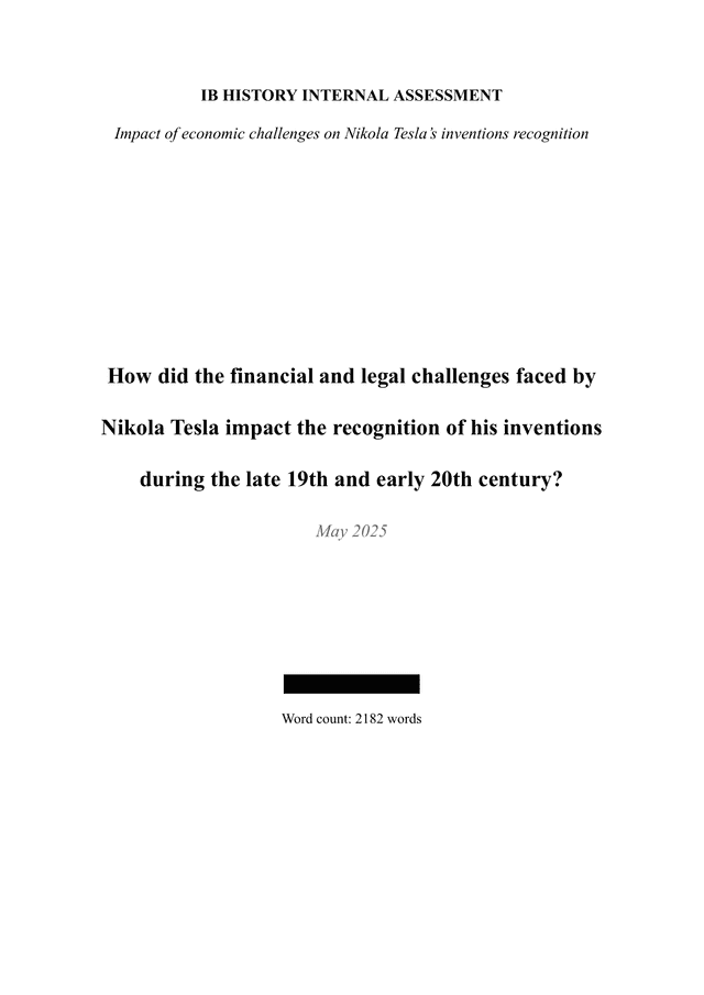 How did the financial and legal challenges faced by Nikola Tesla impact the recognition of his inventions during the late 19th and early 20th century? - History IA exemplar scored 6