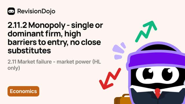 2.11.2 Monopoly - single or dominant firm, high barriers to entry, no close substitutes video thumbnail