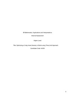 Optimizing a 3-day travel itinerary in Bohol using Time-Limit Approach