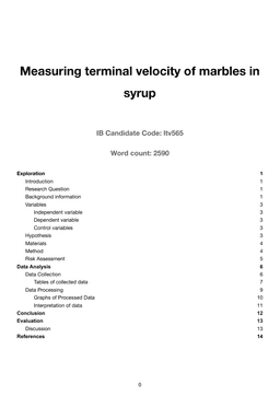 How does the vertical terminal velocity (m/s) of a marble (of mass 0.052kg) vary with the temperature of syrup (20.5-60°C) when dropped from a constant height into a container?