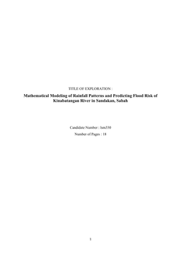 Mathematical Modeling of Rainfall Patterns and Predicting Flood Risk of Kinabatangan River in Sandakan, Sabah