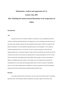 Modeling the annual seasonal fluctuations of air temperature in Tbilisi