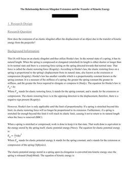 How does the extension of an elastic slingshot affect the displacement of an object due to the transfer of kinetic energy from the projectile?
