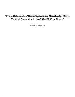 "From Defence to Attack: Optimising Manchester City's Tactical Dynamics in the 2024 FA Cup Finals"
