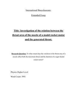 To what extent does the variation in the throat area of a
nozzle affect both the maximum thrust and the duration of a sugar-fueled
rocket motor?