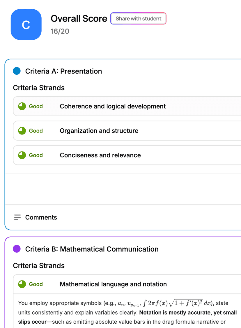 AI coursework feedback / moderation preview