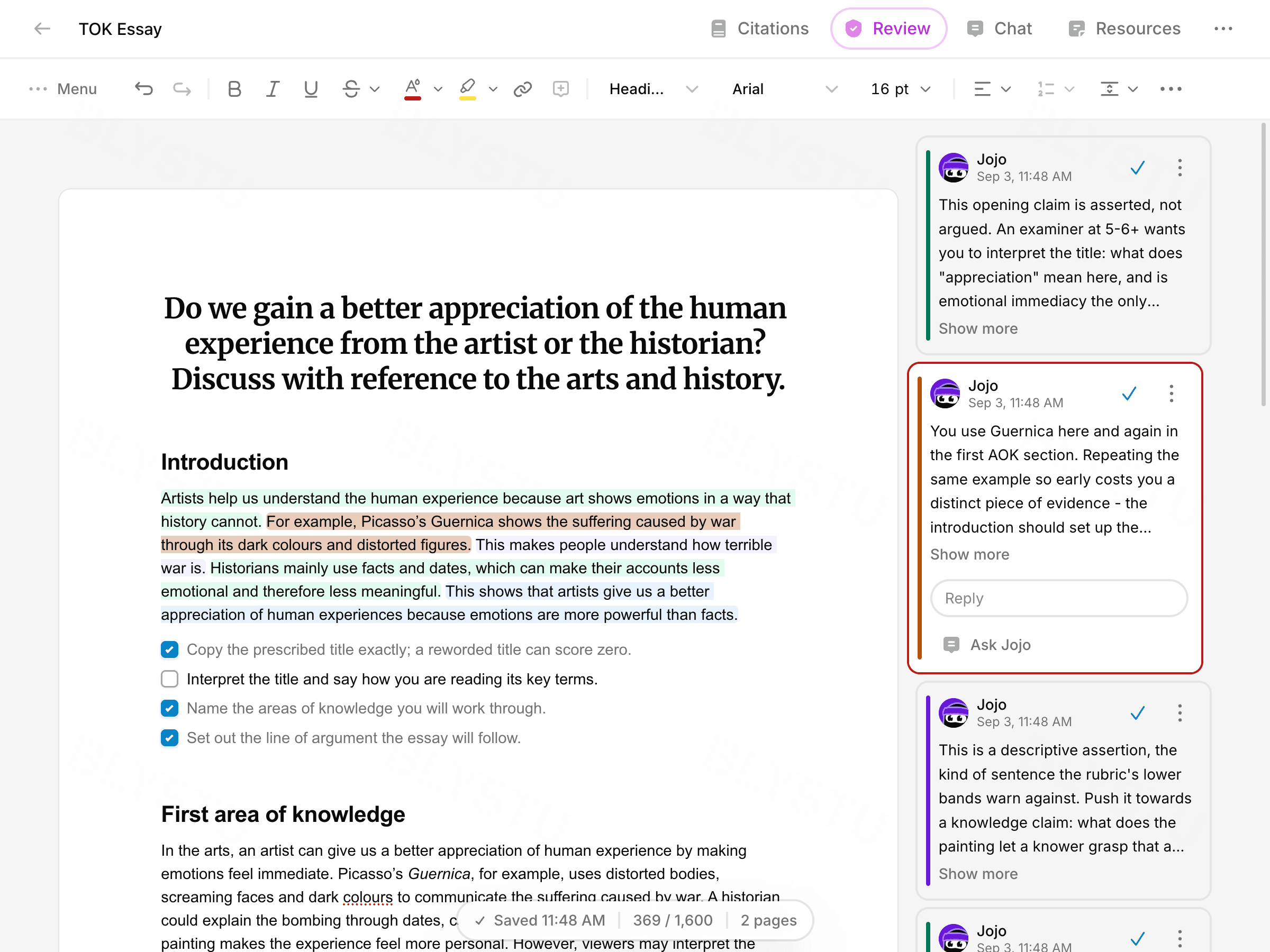 TOK Coursework Studio essay editor