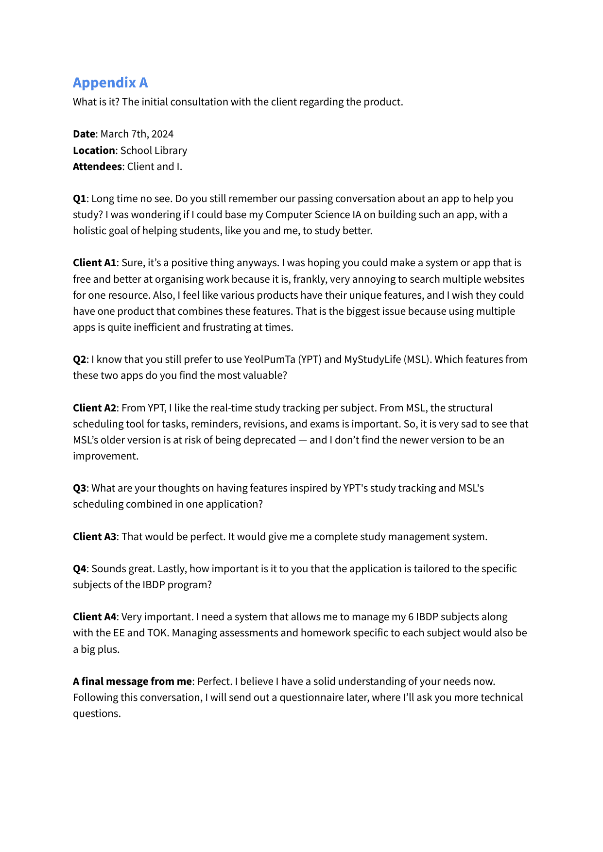 Robust Study Planner Web App - Computer Science (CS) IA exemplar scored 7