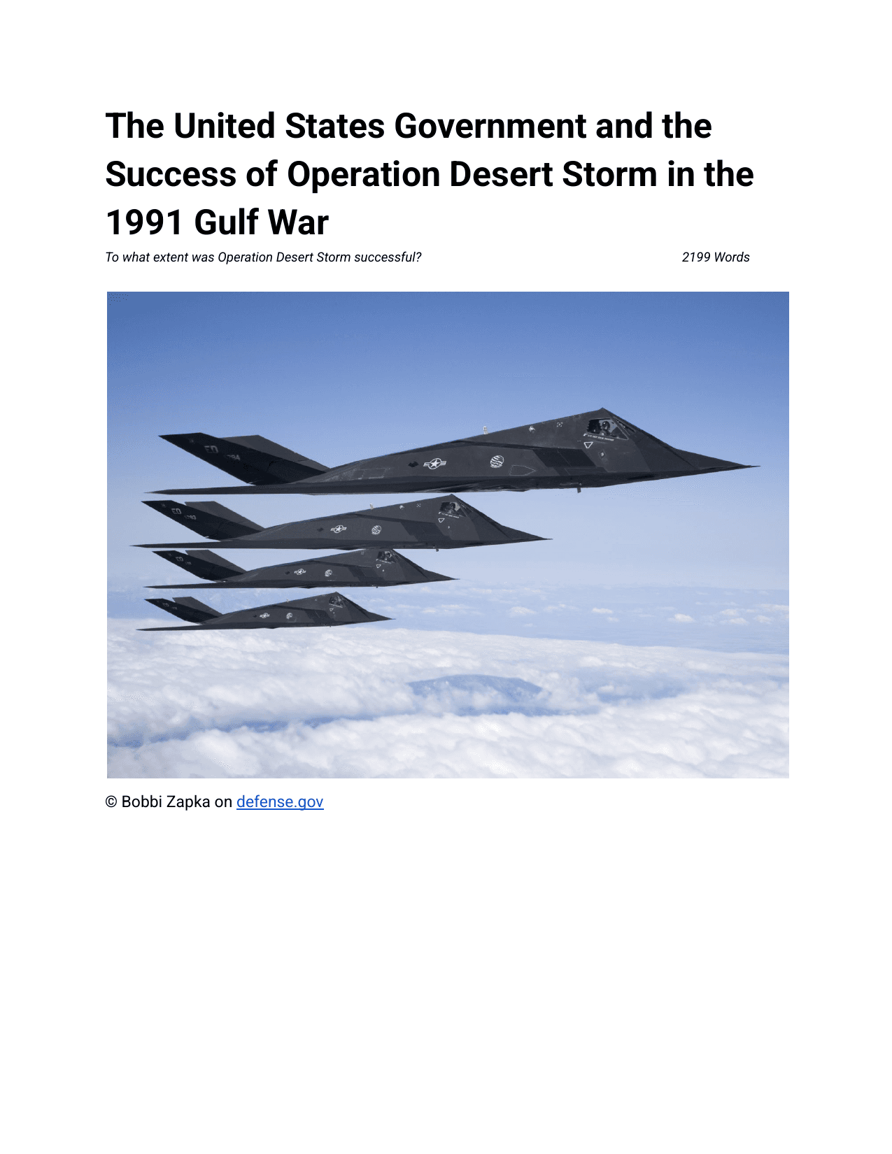 To what extent was Operation Desert Storm successful? - History IA exemplar scored 4