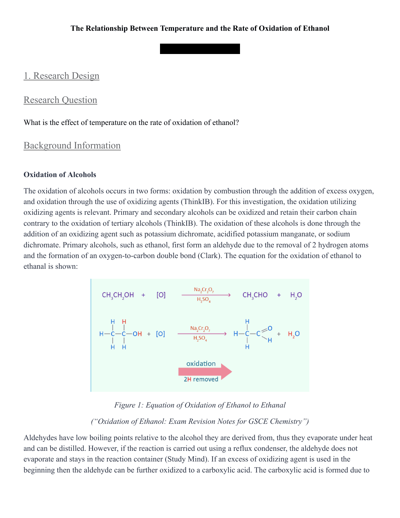 What is the effect of temperature on the rate of oxidation of ethanol? - Chemistry IA exemplar scored 5