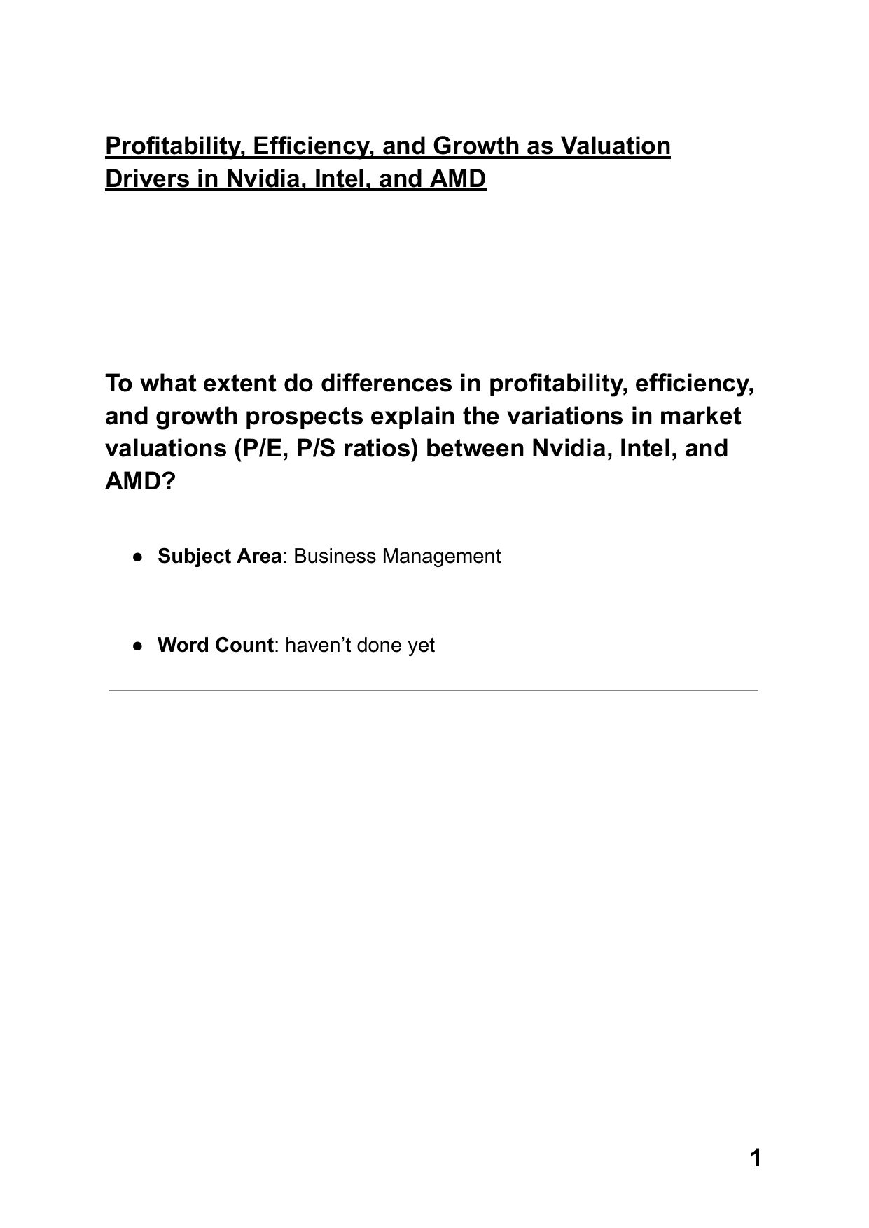To what extent do differences in profitability, efficiency, and growth prospects explain the variations in market valuations (P/E, P/S ratios) between Nvidia, Intel, and AMD?