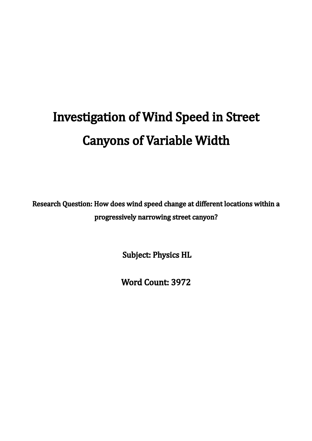 How does wind speed change at different locations within a progressively narrowing street canyon? - Physics EE exemplar scored C