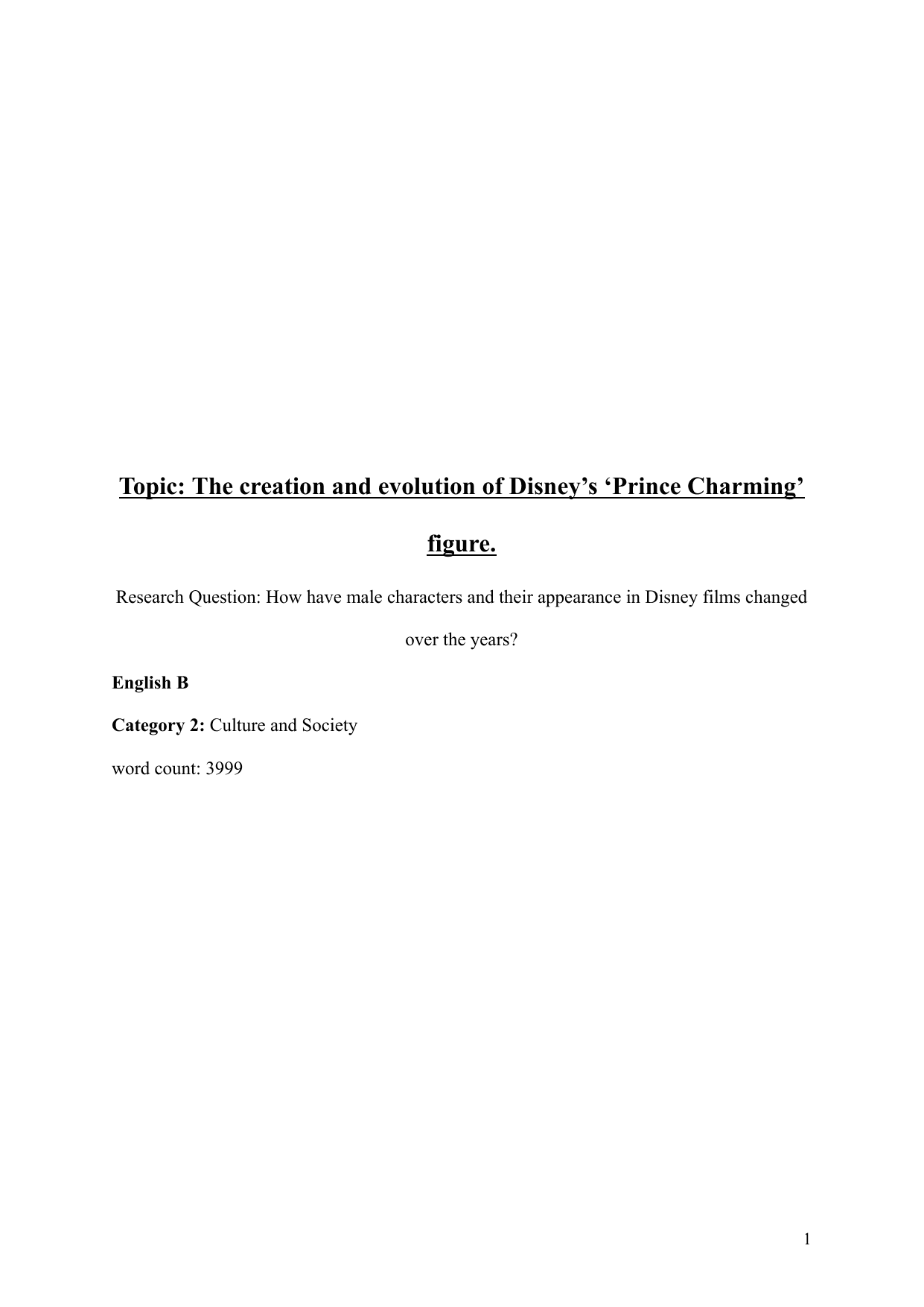 How have male characters and their appearance in Disney films changed
over the years? - English B EE exemplar scored B