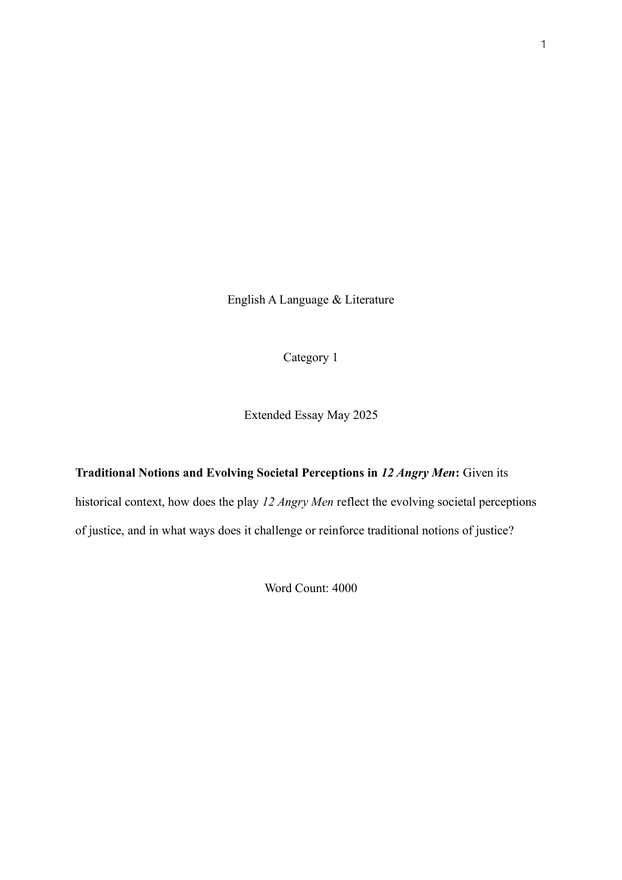 Traditional Notions and Evolving Societal Perceptions in 12 Angry Men: Given its
historical context, how does the play 12 Angry Men reflect the evolving societal perceptions of justice, and in what ways does it challenge or reinforce traditional notions of justice? - English A Lang & Lit EE exemplar scored A