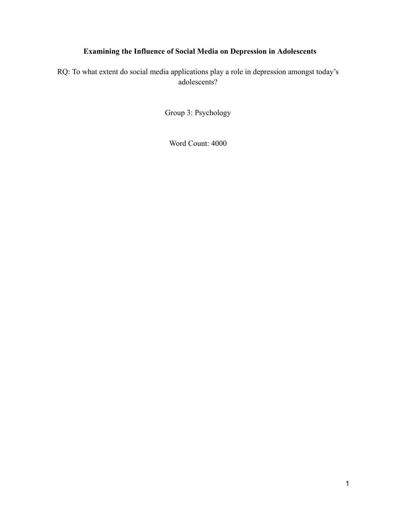 To what extent do social media applications play a role in depression amongst today’s adolescents? - Psychology EE exemplar scored B