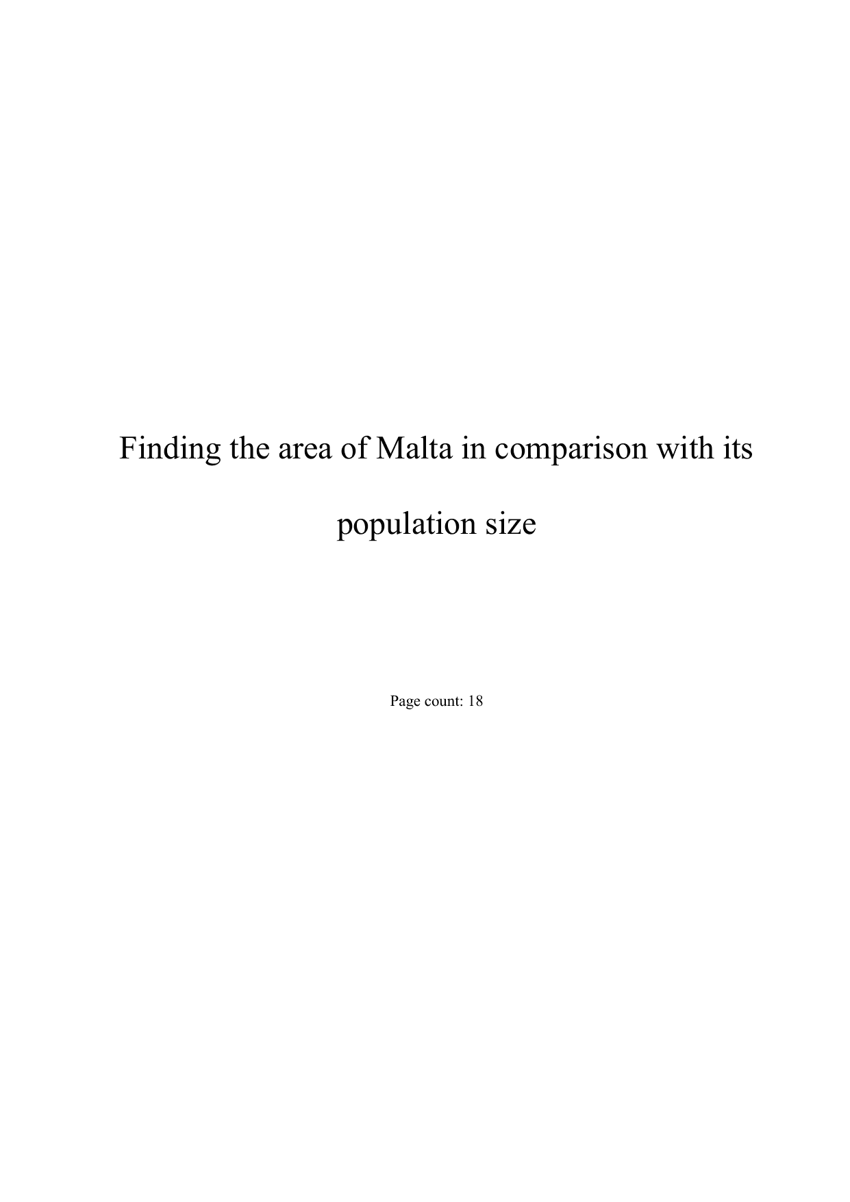 Finding the area of Malta in comparison with its population size