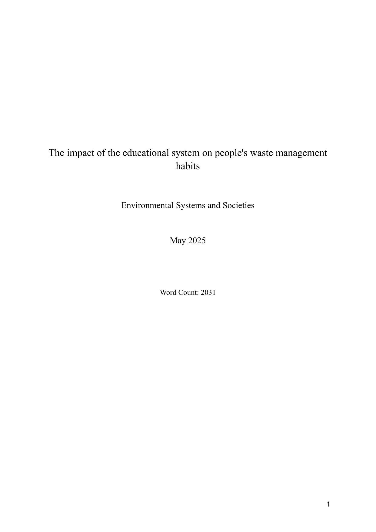 The impact of the educational system on people's waste management habits