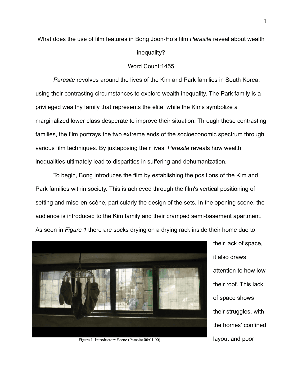What does the use of film features in Bong Joon-Ho’s film Parasite reveal about wealth inequality?