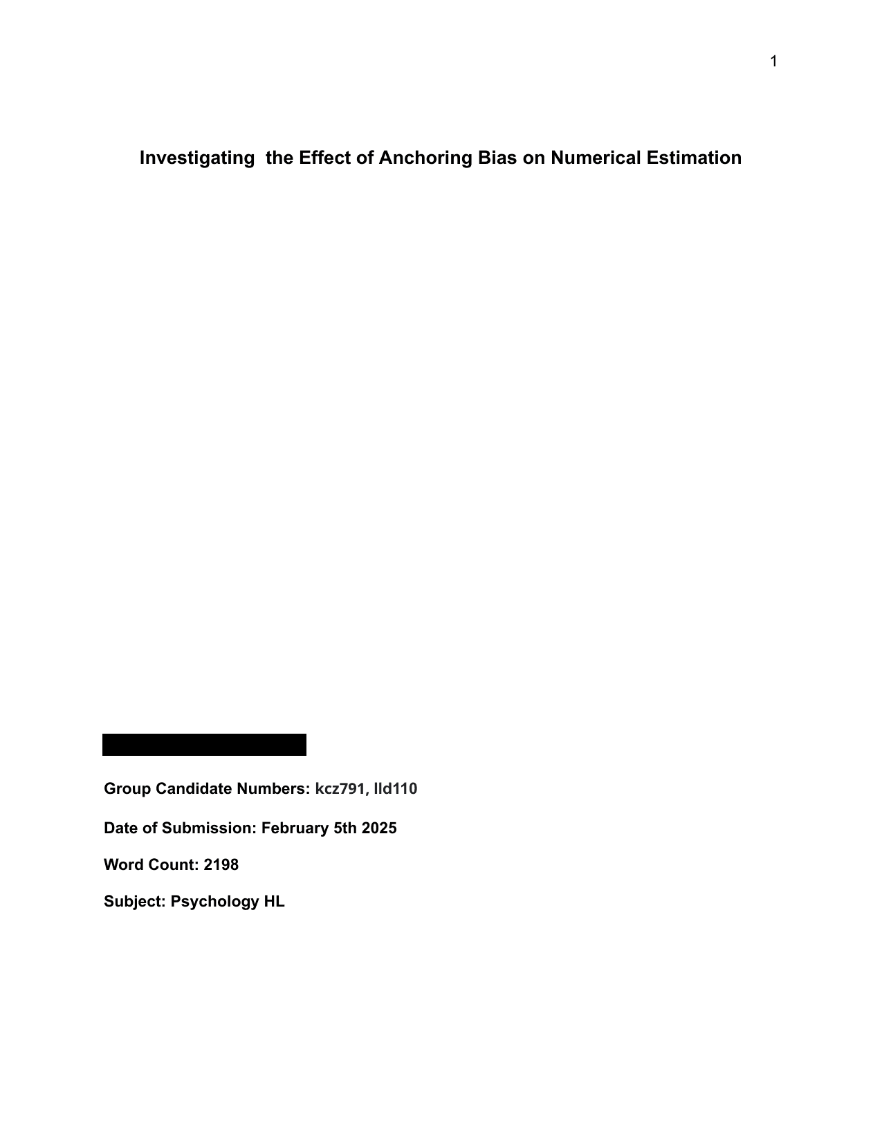 Investigating  the Effect of Anchoring Bias on Numerical Estimation