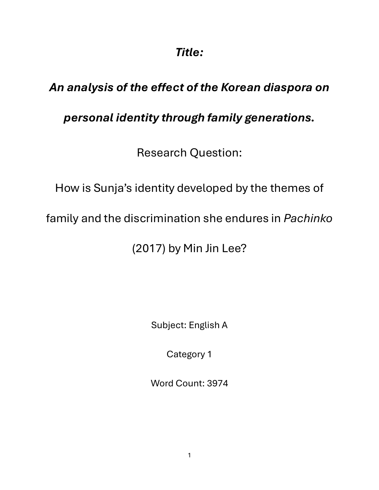 How is Sunja's identity developed by the themes of family and the discrimination she endures in Pachinko (2017) by Min Jin Lee?