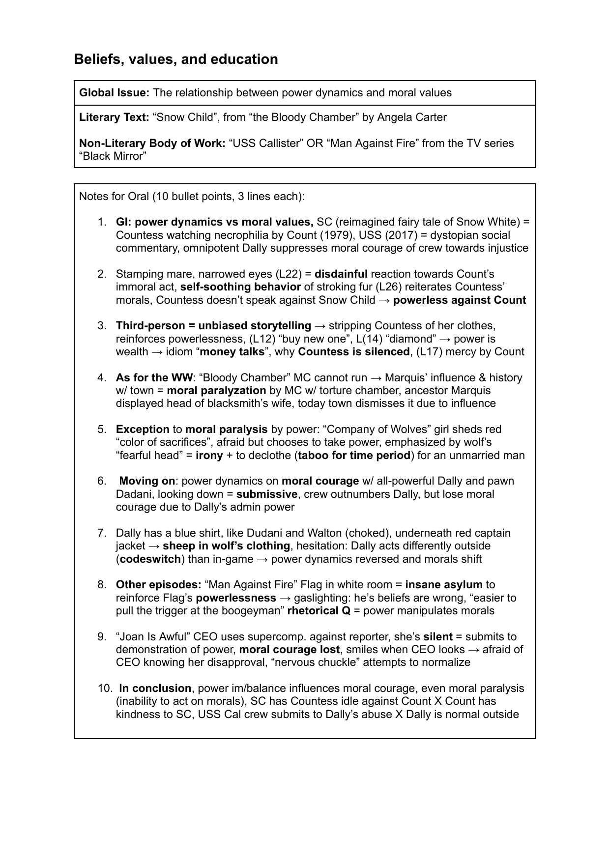 The relationship between power dynamics and moral values