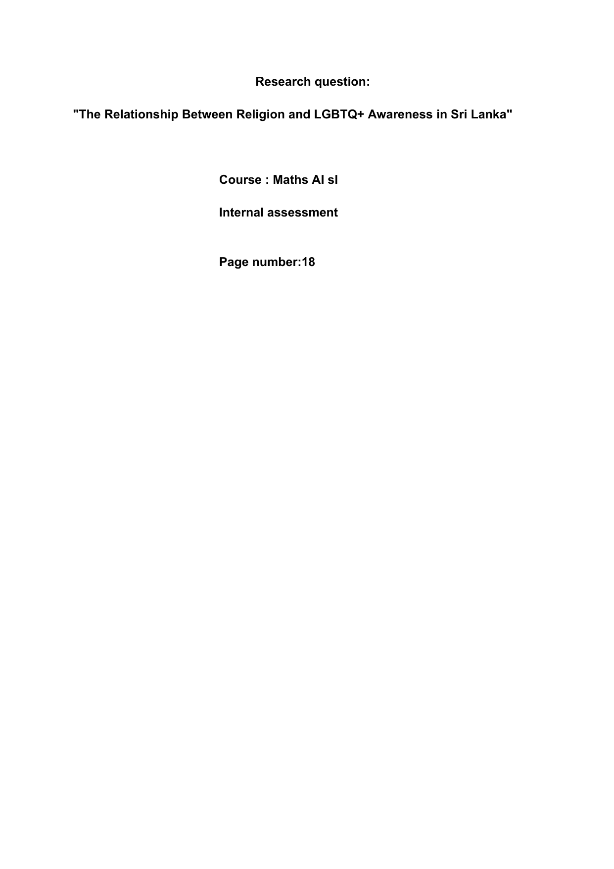 "The Relationship Between Religion and LGBTQ+ Awareness in Sri Lanka" - Mathematics Applications & Interpretation (AI) IA exemplar scored 4
