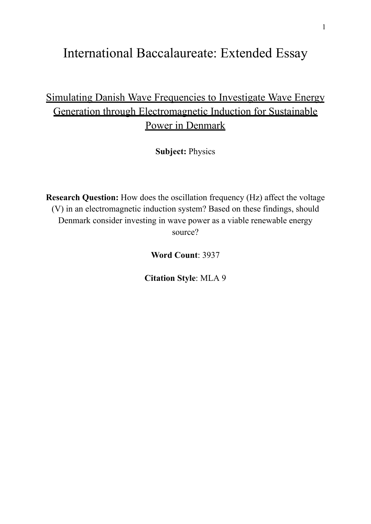 How does the oscillation frequency (Hz) affect the voltage (V) in an electromagnetic induction system? Based on these findings, should Denmark consider investing in wave power as a viable renewable energy source?