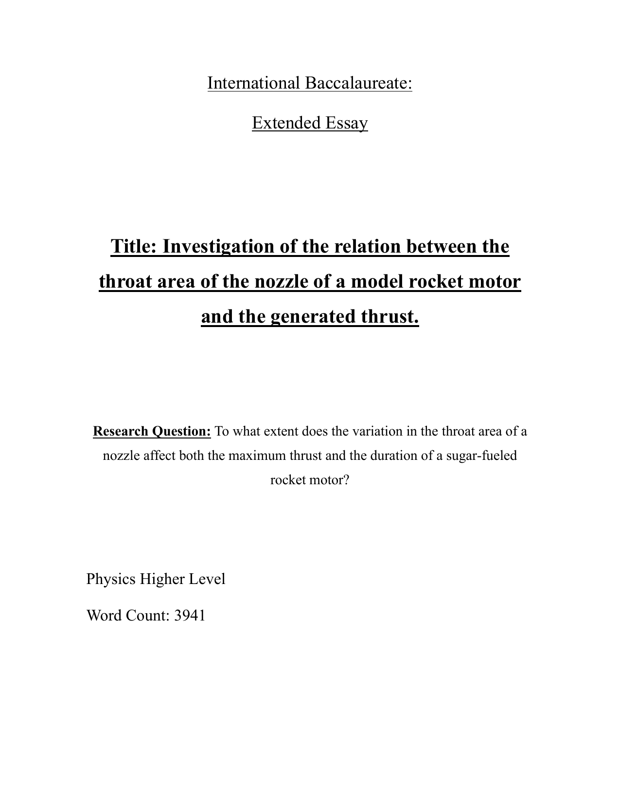 To what extent does the variation in the throat area of a
nozzle affect both the maximum thrust and the duration of a sugar-fueled
rocket motor?