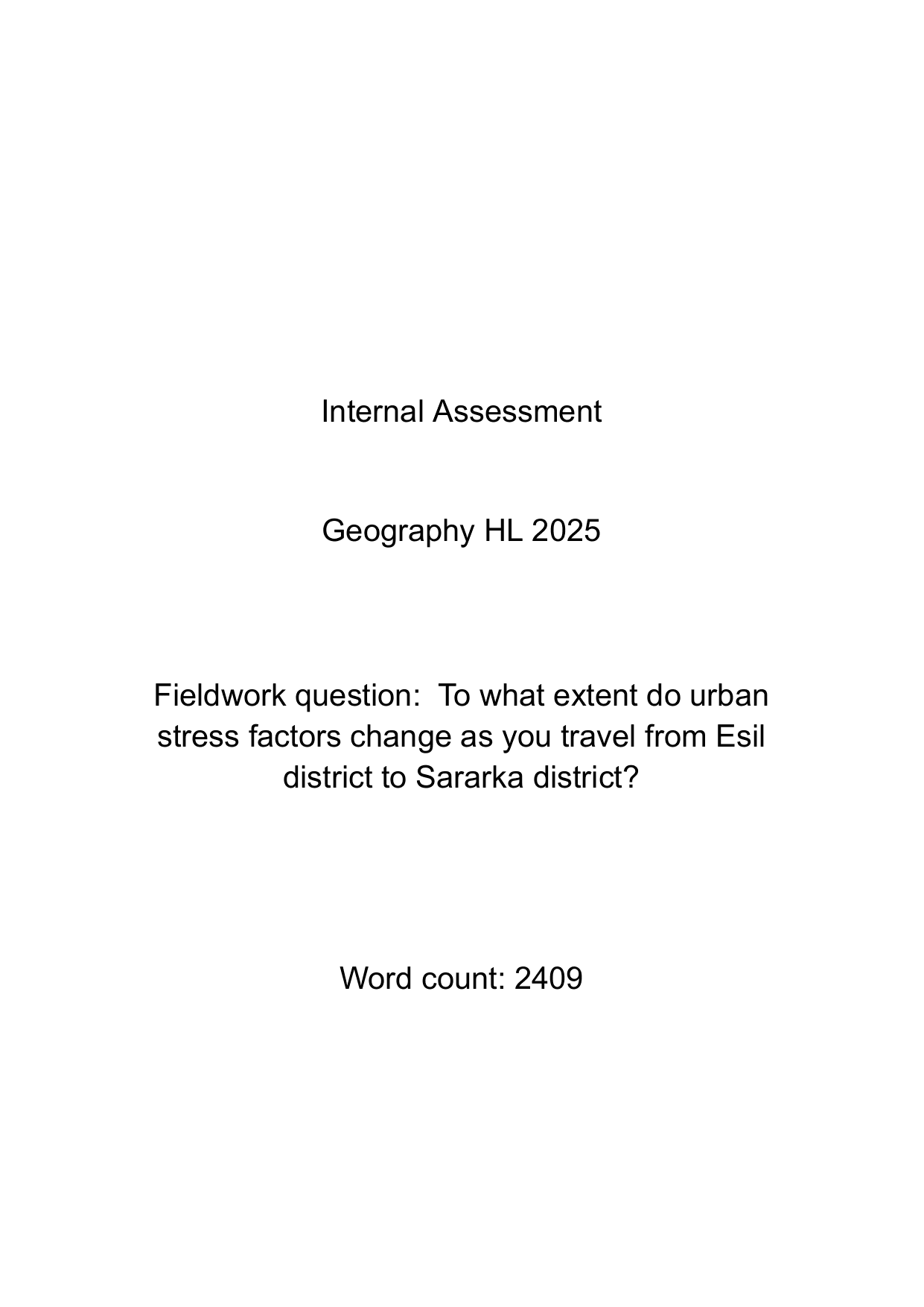 To what extent do urban stress factors change as you travel from Esil district to Sararka district?