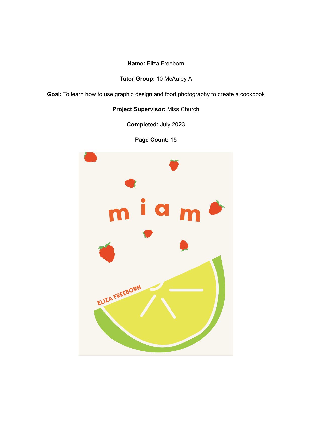 French Cookbook - Personal Project (MYP) External Assessment exemplar scored 7