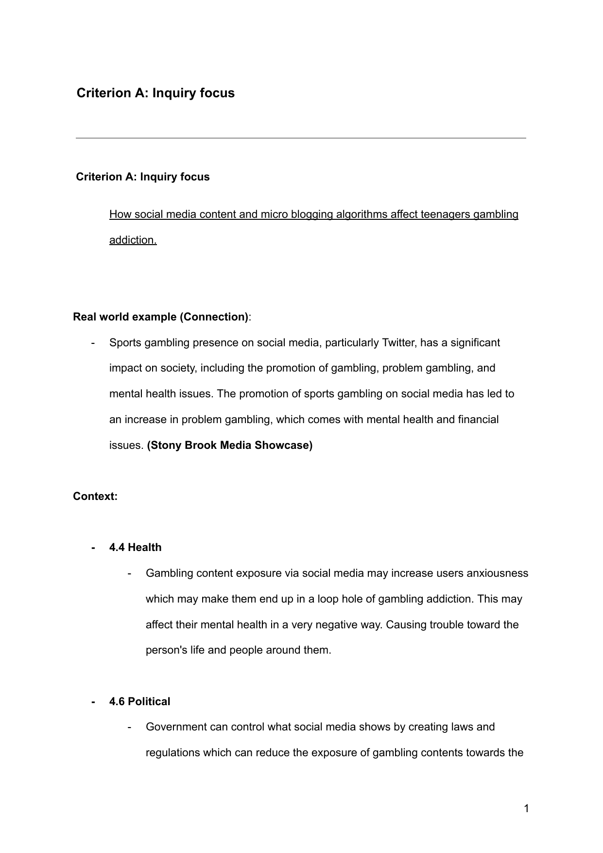 To what extent does social media content and advertisements lead to future teenagers gambling addiction problems. - Digital Society (DS) IA exemplar scored 4