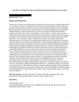 The Effect of Vitamin E on the Germination and Growth of Brassica Juncea Seeds