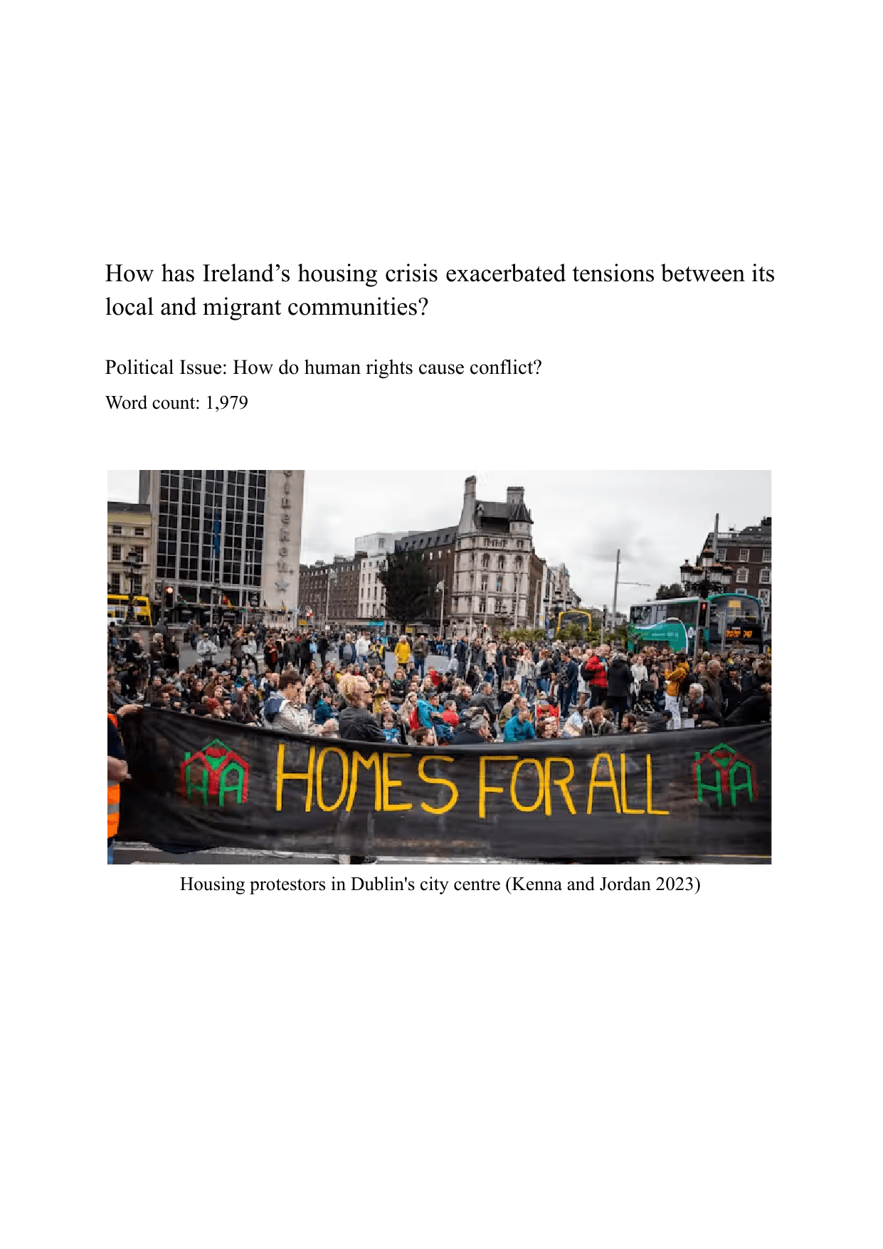 How has Ireland’s housing crisis exacerbated tensions between its local and migrant communities? - Global Politics IA exemplar scored 6