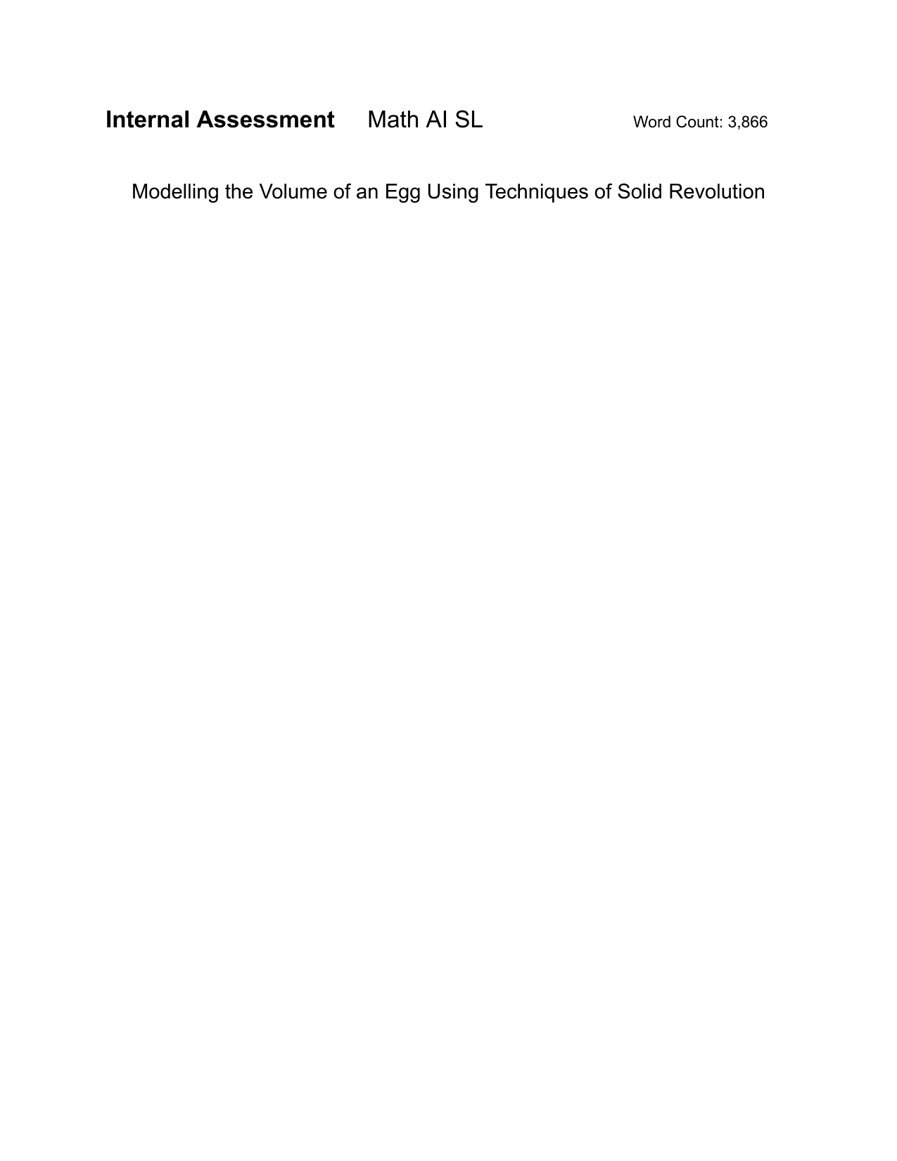 Modelling the Volume of an Egg Using Techniques of Solid Revolution
